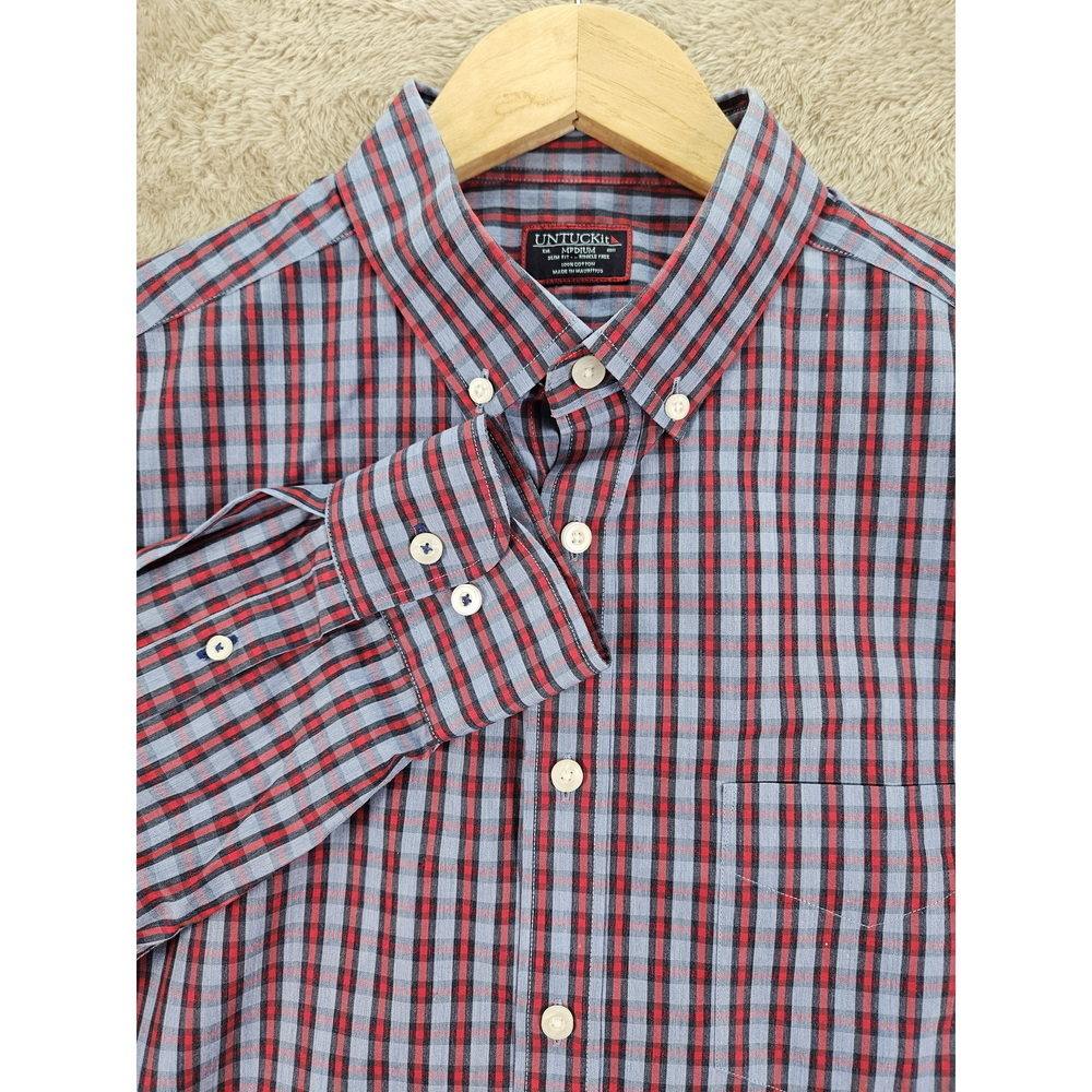 UNTUCKit Dress Shirt Slim Fit Wrinkle Free 100% Cotton Button-down Size M